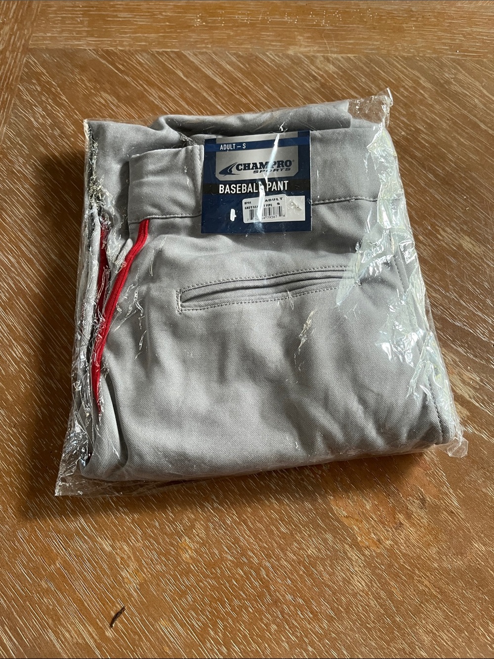 Men’s Gray Baseball Pants with Red Trim